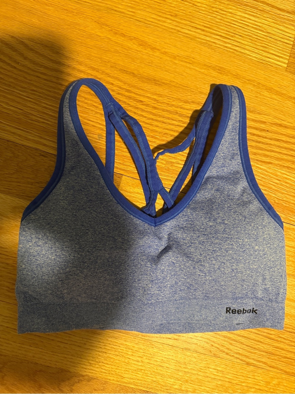 Reebok Heather Blue Strappy Seamless Sports Bra
